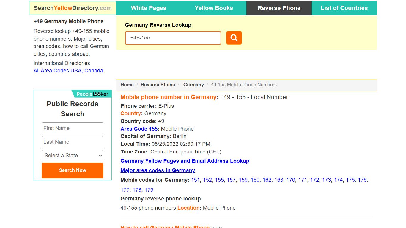 Germany Reverse Lookup 49-155 Mobile Number Search