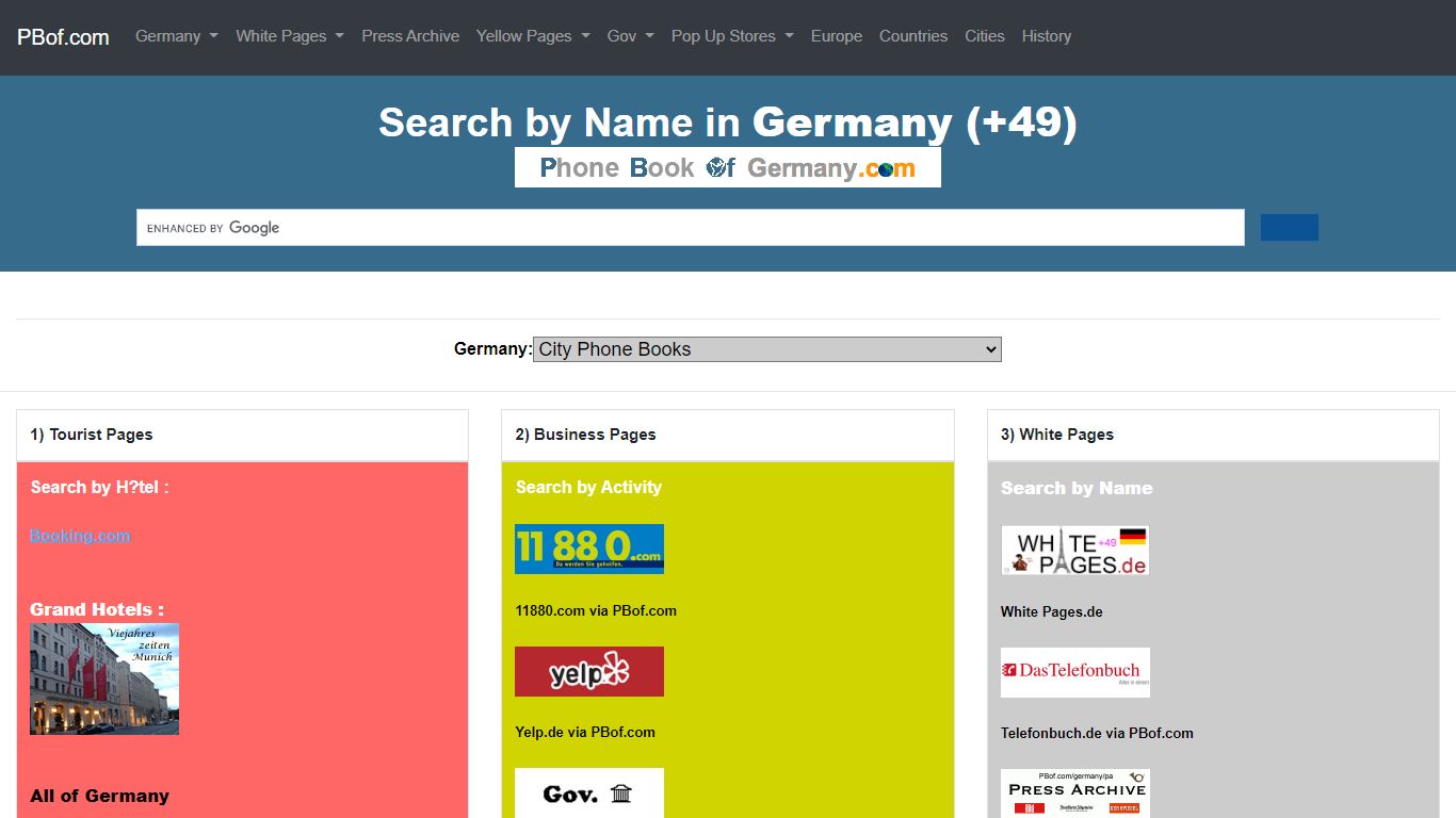 Phone Book of Germany.com +49 - Telefonbuch